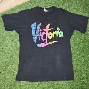 Black Cotton T Shirt Mens Vintage 90s Black Made In Canada